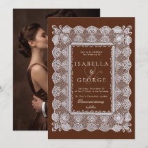 Lace Chocolate Brown Photo Old Money Wedding
