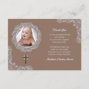 Lace Circular Photo Thank You Card