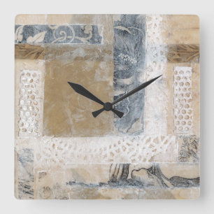 Lace Collage II Square Wall Clock