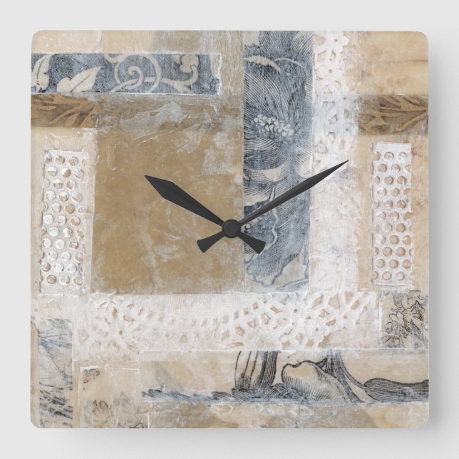 Lace Collage II Square Wall Clock (Front)