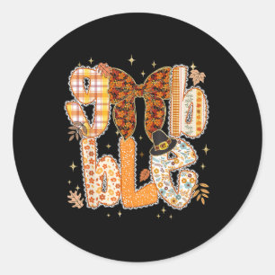 Lace Coquette Thanksgiving Gobble Preppy Turkey Fa Classic Round Sticker