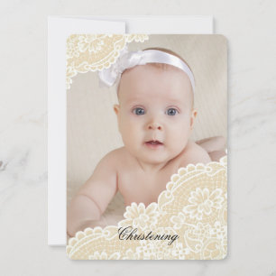 Lace Corners Vertical Photo Invitation