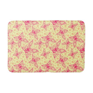 lace crimson butterflies on yellow polka dot bath mat