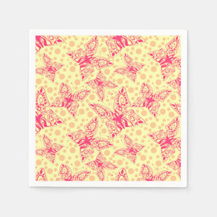 lace crimson butterflies on yellow polka dot napkin