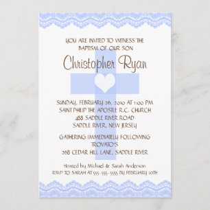 Lace Cross Baby Boy Baptism Inviation Invitation