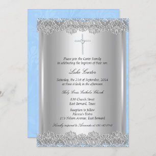 Lace Cross Baptism/Christening Invitation