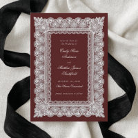 Lace Doily Dark Red Vintage Style Photo Wedding