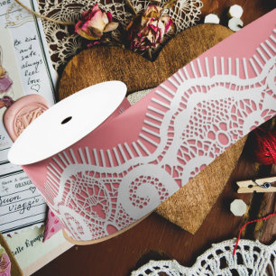Lace doily satin ribbon