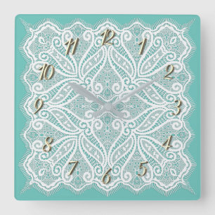 Lace doily square wall clock
