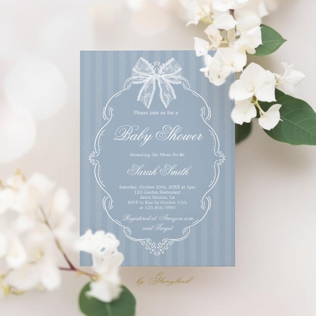 Lace Dusty Blue Baby Shower Invitation (Creator Uploaded)