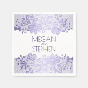 Lace Elegant Lavender Purple Wedding Napkin