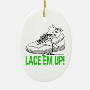 Lace Em Up Ceramic Ornament