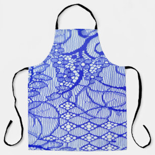 Lace fabric in blue. Royal Blue Couture Lace Patch Apron
