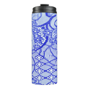 Lace fabric in blue. Royal Blue Couture Lace Patch Thermal Tumbler
