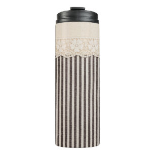 Lace fabric textile texture, background pattern. thermal tumbler