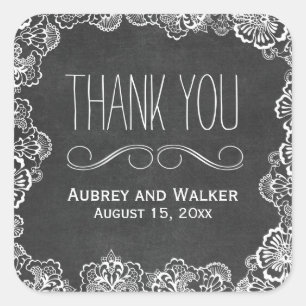 Lace Floral Chalkboard Wedding Favour Stickers