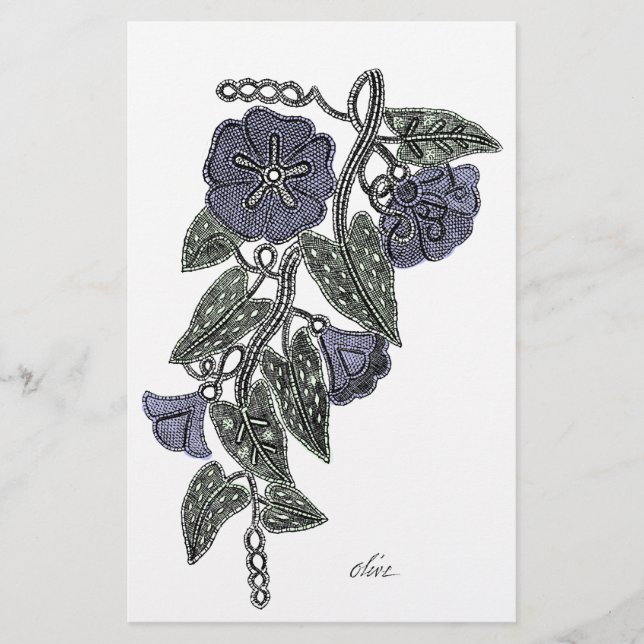 Lace Flowers 2 Stationery (Front)
