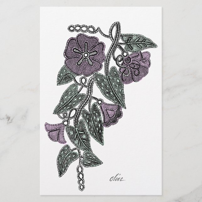 Lace Flowers Stationery (Front)