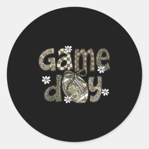 Lace Football Coquette Bow Camouflage Chequered Ga Classic Round Sticker
