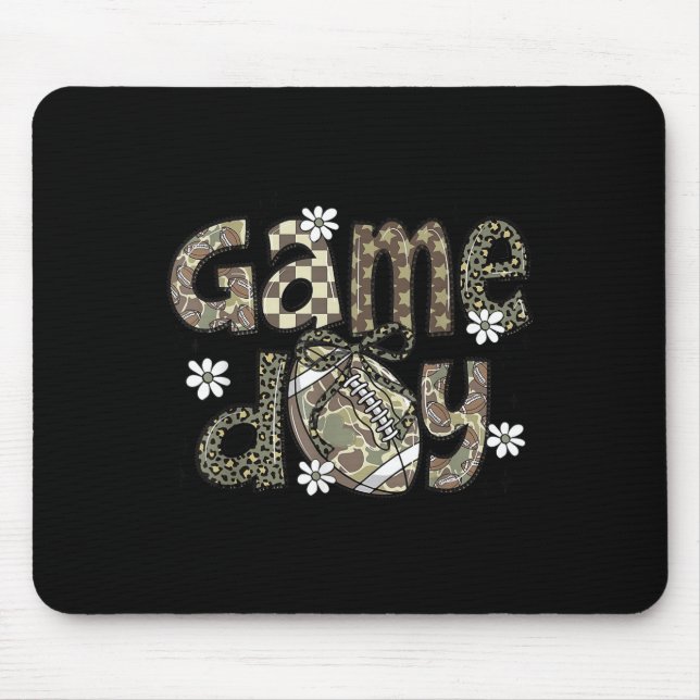 Lace Football Coquette Bow Camouflage Chequered Ga Mouse Pad (Front)