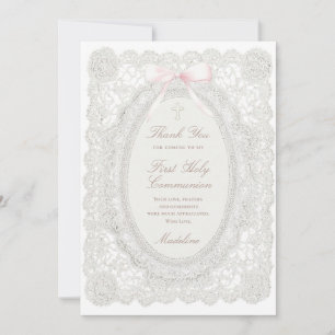 lace frame First Holy Communion thank you card