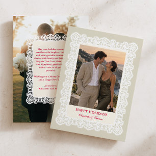 Lace Frame Photo Holiday Card