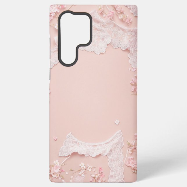 Lace Frame - Romantic Pastel Pink Phone Case (Back)