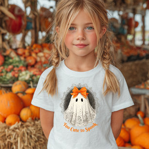 Lace Ghost in Orange Bow Ornate Frame Design Baby T-Shirt