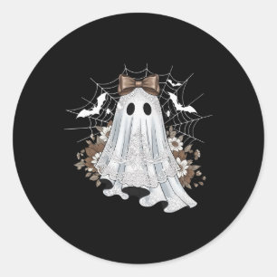 Lace Ghost Shirt Cute Floral Webs Spooky October F Classic Round Sticker