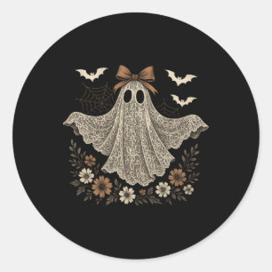 Lace Ghost Shirt Feminine Halloween Elegant Floral Classic Round Sticker