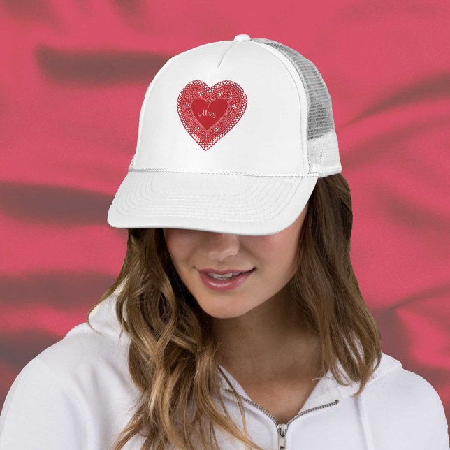 Lace Heart Trucker Hat (Lace Heart Trucker Hat
Customize the name. )
