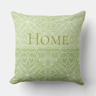 Lace Hearts Soft Olive Cushion