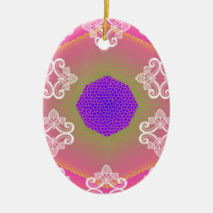 Lace Kaleidoscope Pink Ceramic Tree Decoration