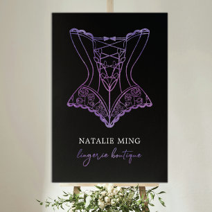 Lace Lingerie Boutique Logo Black Purple Poster
