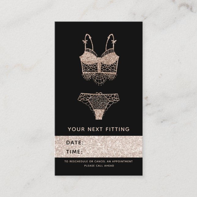 Lace Lingerie Boutique Logo Next Fitting Appointment Card (Front)