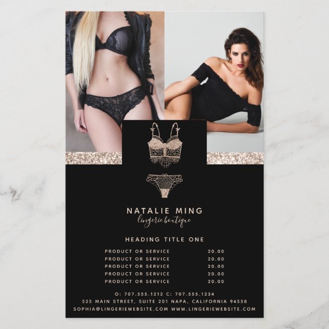 Lace Lingerie Boutique Photo Prices Flyer (Front)