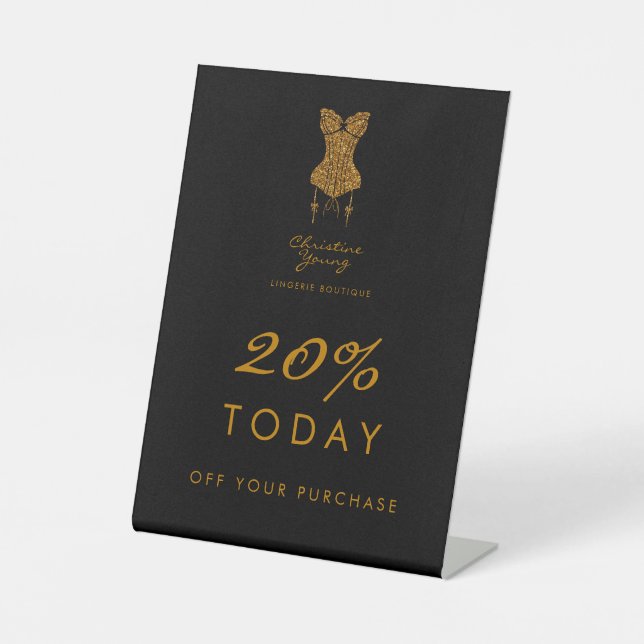 Lace Lingerie Boutique Today Sale Black  Pedestal Sign (Front)