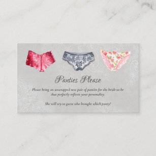 Lace Lingerie Shower Panty Party Enclosure Card
