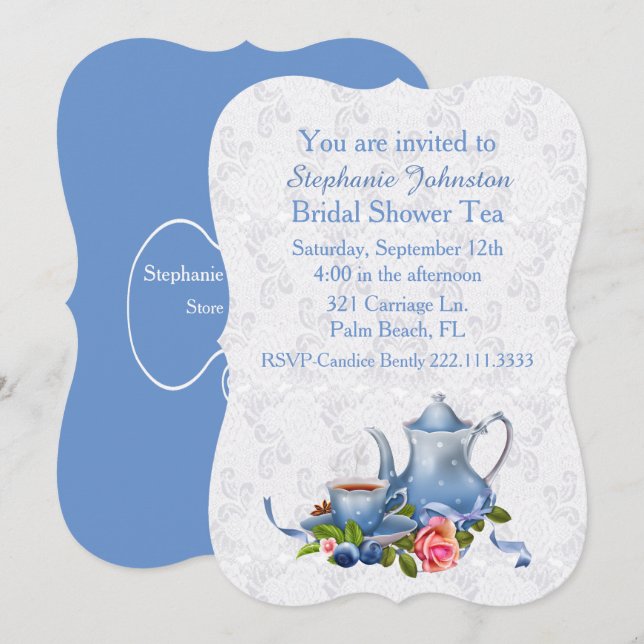 Lace Look Bridal Shower Tea Party Invitation (Front/Back)