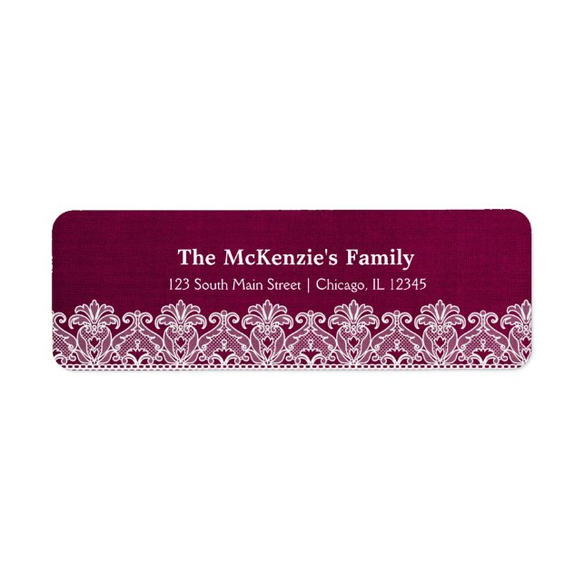 Lace (Maroon) Return Address Label (Front)