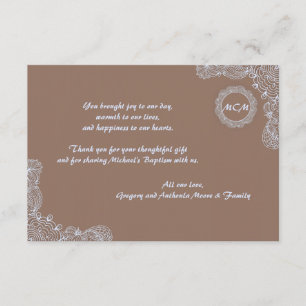 Lace Monogram Thank You Card