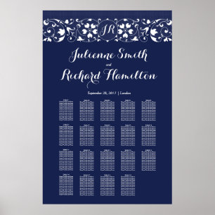 Lace   Monogram Wedding 19 Tables Seating Chart