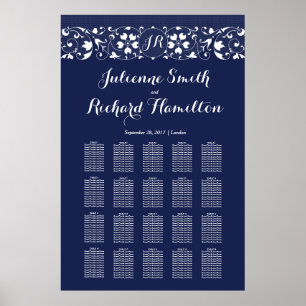 Lace Monogram Wedding 20 Tables Seating Chart