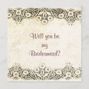 lace on burlap Will you be my bridesmaid Invitation