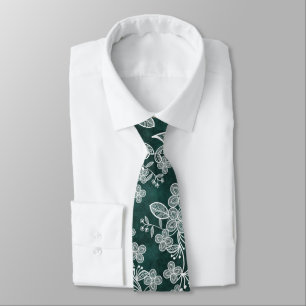 Lace on Emerald Green Faux Velvet Tie