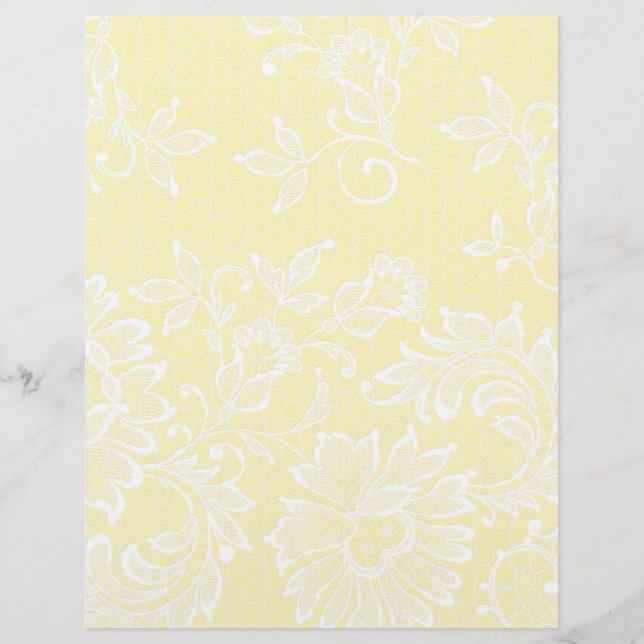 Lace on Linen Pretty Wedding Scrapbook Paper (Front)