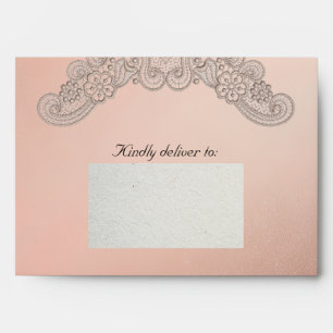 Lace on Rose Gold Wedding Envelope
