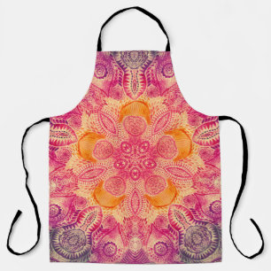 Lace Ornament Mandala: Round Watercolor Design Apron