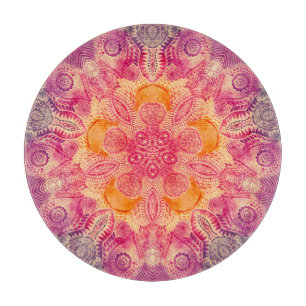 Lace Ornament Mandala: Round Watercolor Design Cutting Board