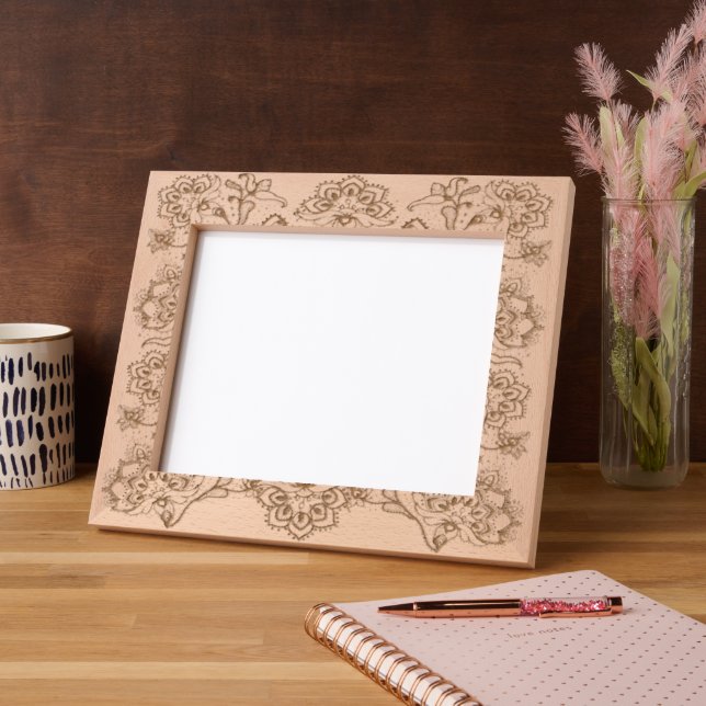 Lace Pattern Floral Motif Landscape Size 10"x8" Etched Frames (Left)